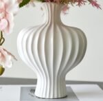 Plain white diamond-patterned ceramic vase - Image 3