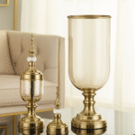 Light luxury retro glass and metal vase