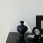 Elegant black pleated ceramic vase - Image 3
