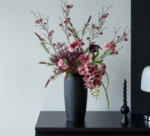 Elegant black vertical pattern ceramic vase - Image 4