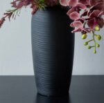 Elegant black vertical pattern ceramic vase - Image 3