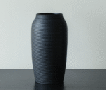 Elegant black vertical pattern ceramic vase