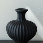 Elegant black pleated ceramic vase - Image 2